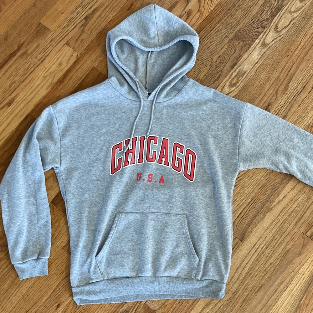SHEIN Gray Chicago USA Hoodie